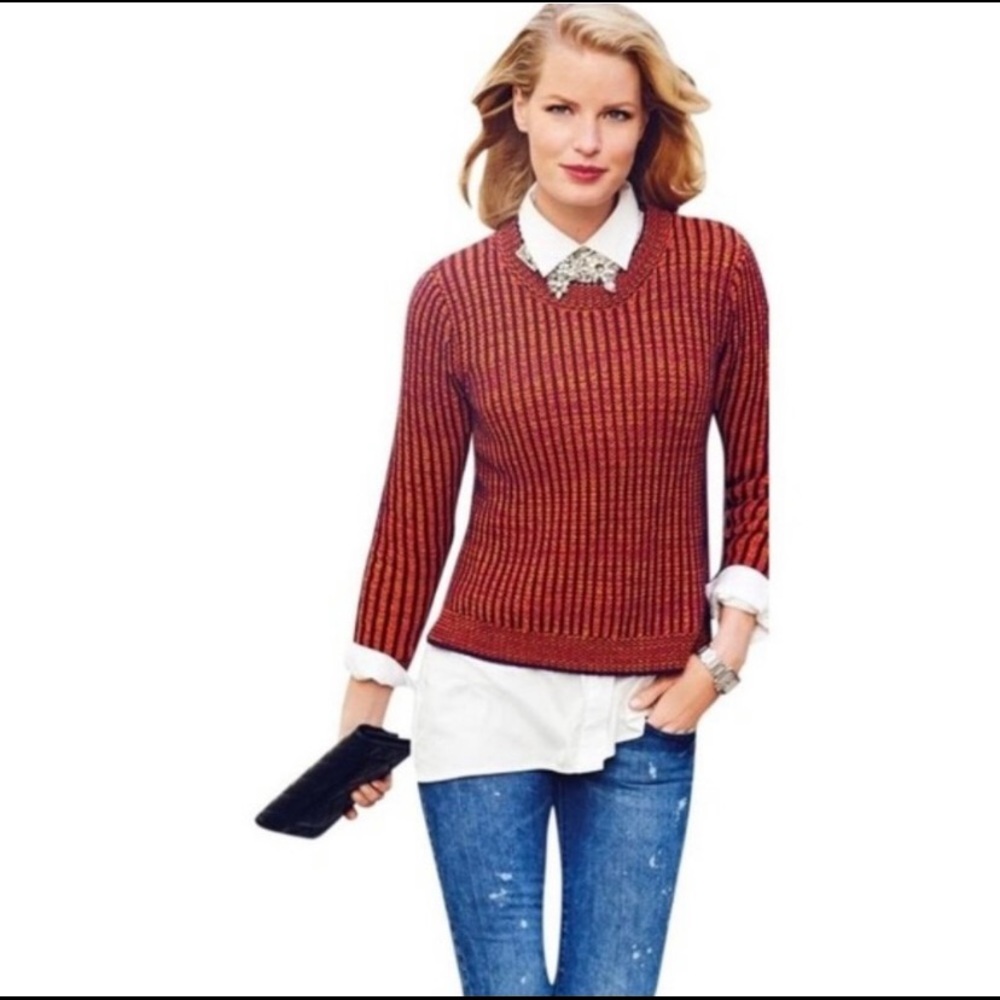CAbi Melange, Ribbed Cotton Sweater #891